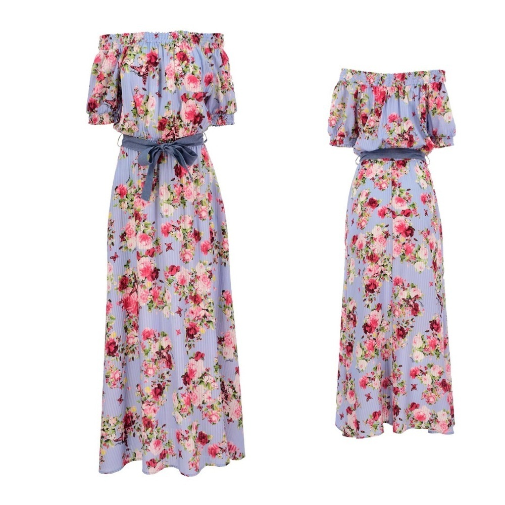 Blumarine Floral Off-Shoulder Maxi Dress NWT